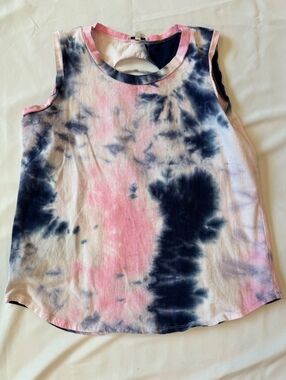 White Birch Tie Dye Slashed Back Sleeveless Tank Top Pink Navy Size S